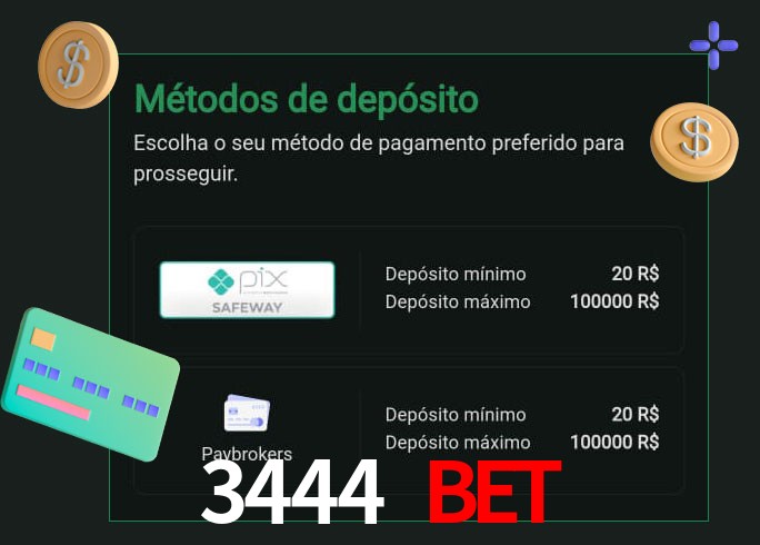 O cassino 3444 Bet oferece uma grande variedade de métodos de pagamento